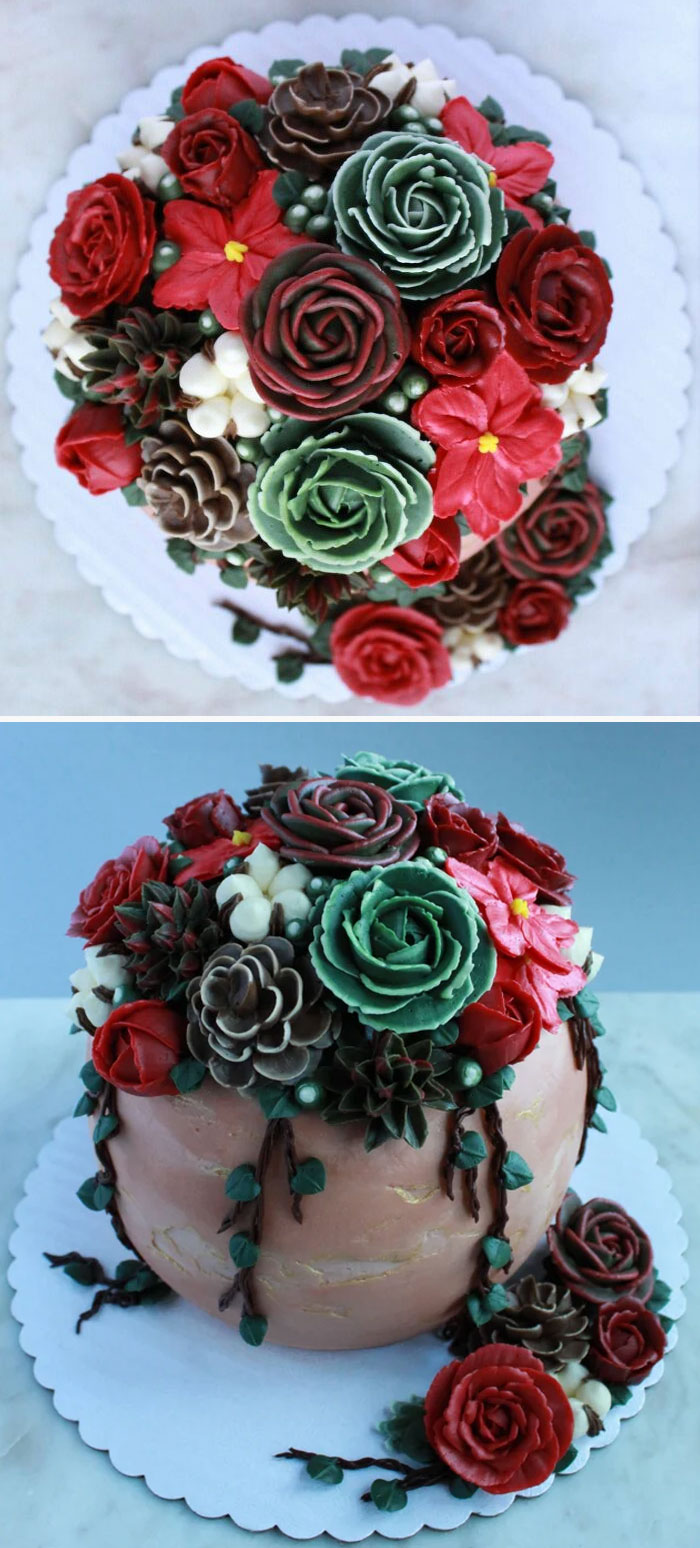 This Past Christmas Was A Blur And Didn't Feel Christmassy Enough, So I Tried To Evoke The Spirit Of The Season In Cake Form