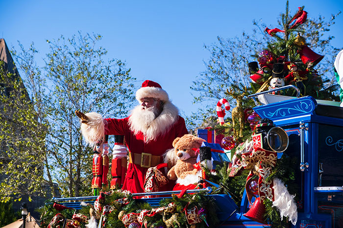 Santa sitting in the Christmas parade