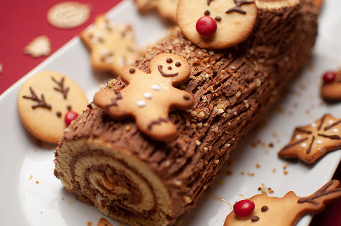 Decorated yule log
