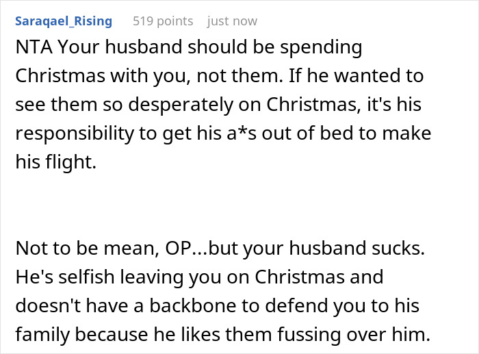 "Why Would I Wake Up Early Just To Wake Him Up?": Woman Is Not Invited To Husband's Family Christmas, Doesn't Wake Him Up For His Flight