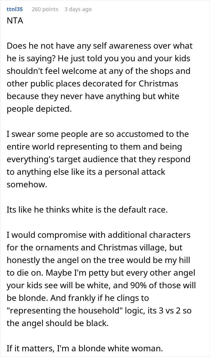 Husband Thinks It’s Unfair Their Christmas Decorations Only Represent Black People, But Wife Refuses To Replace Them Husband Thinks It’s Unfair Their Christmas Decorations Only Represent Black People, But Wife Refuses To Replace Them