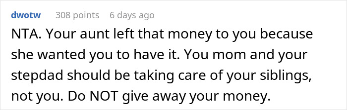 Parents Furious Their 16 Y.O. Straight Up Refuses To Divide Up His Late Aunt’s Inheritance With 4 Other Siblings Parents Furious Their 16 Y.O. Straight Up Refuses To Divide Up His Late Aunt’s Inheritance With 4 Other Siblings