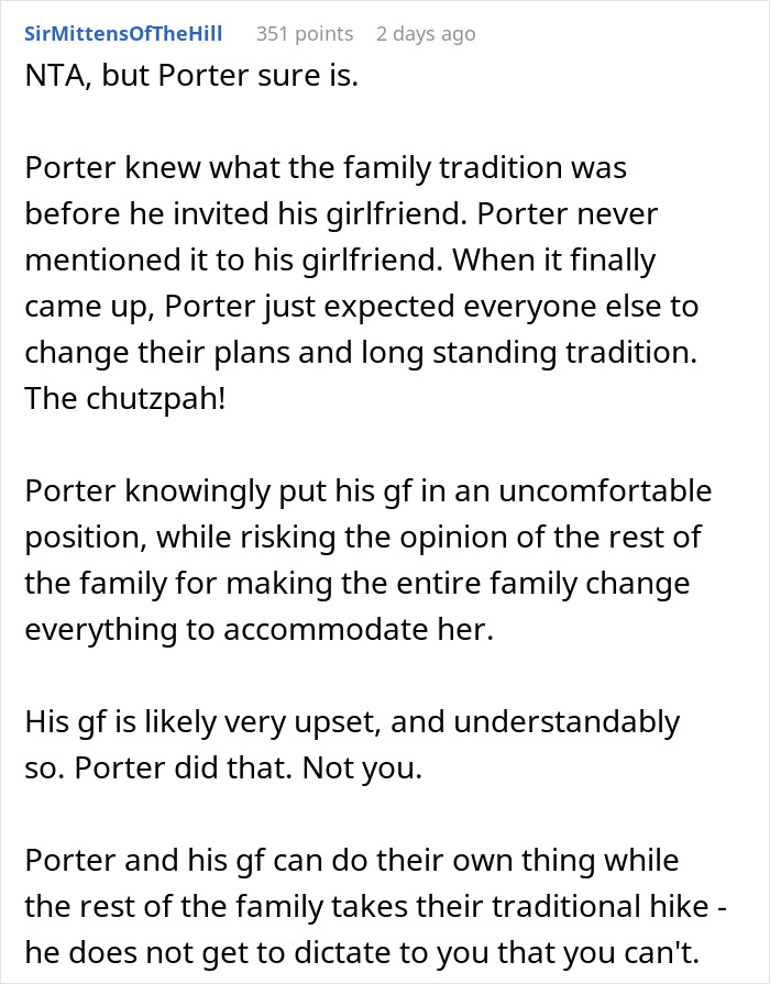 Mom Refuses To Cancel Family Christmas Hike For Son&rsquo;s &ldquo;Out Of Shape&rdquo; Girlfriend