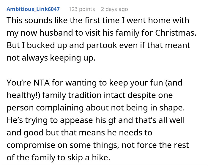 Mom Refuses To Cancel Family Christmas Hike For Son&rsquo;s &ldquo;Out Of Shape&rdquo; Girlfriend