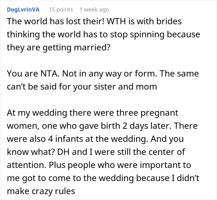 "Am I A Jerk For Being 30 Weeks Pregnant At My Sister's Wedding?"