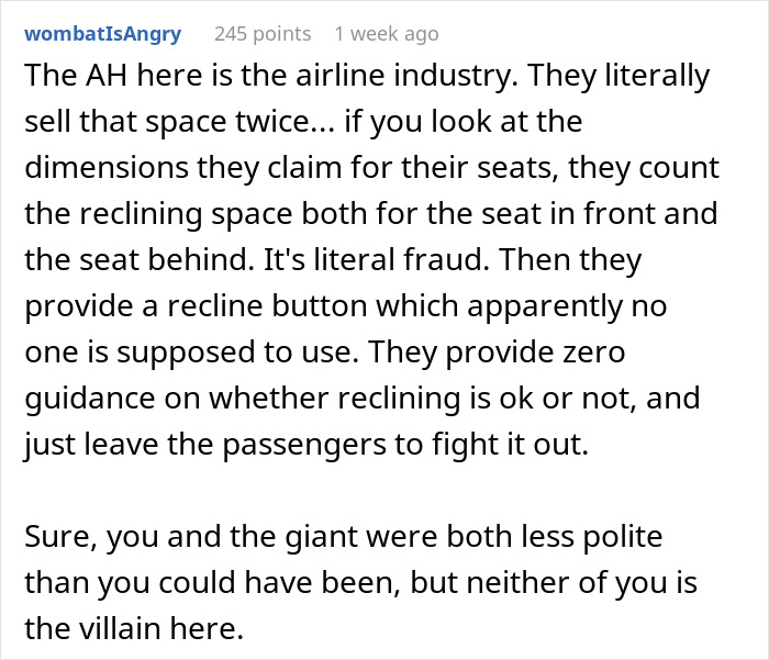 Man Confronts "Giant" 6'8" Man After He Stopped Him From Reclining His Seat On A Plane