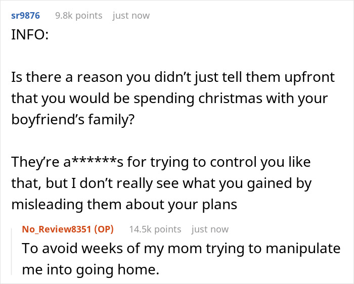 “Am I A Jerk For Skipping Christmas With My Parents Since They Won’t Treat Me Like An Adult?” “Am I A Jerk For Skipping Christmas With My Parents Since They Won’t Treat Me Like An Adult?”
