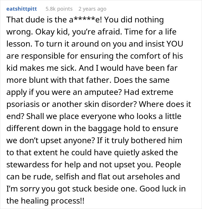 "Am I The Jerk For Leaving Significant Facial Scarring Uncovered On A Plane And Being Confrontational When Asked To Cover It?"