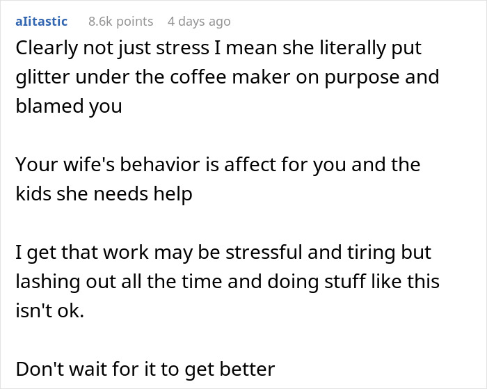 Wife Sets A Glitter Trap For Husband To Test His Housework, He Pours His Heart Out Online: "I Don't Know How I'm Going To Survive The Holidays" Wife Sets A Glitter Trap For Husband To Test His Housework, He Pours His Heart Out Online: "I Don't Know How I'm Going To Survive The Holidays"