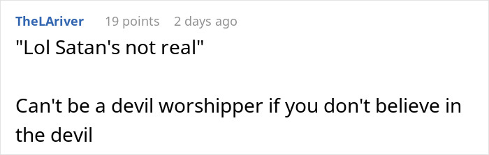 Reddit comment discussing belief in the devil and Satan. Reddit comment discussing belief in the devil and Satan.