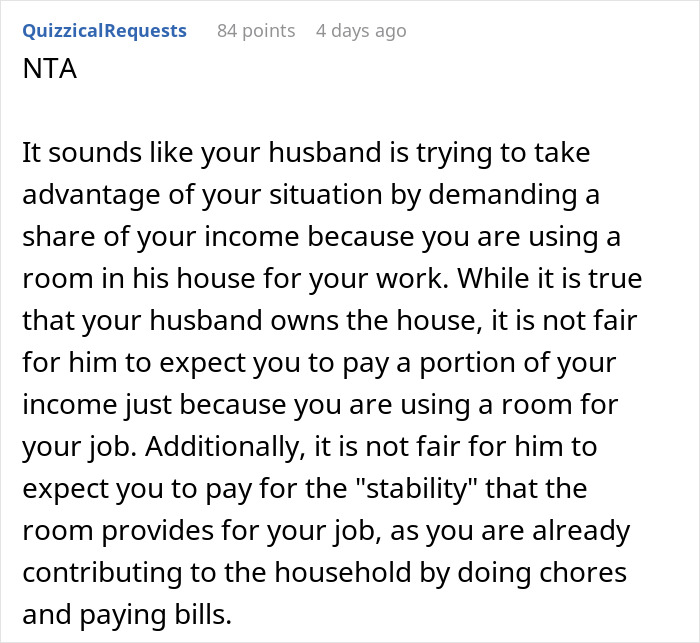 Man Wants To Charge Wife 30% Of Her Salary For Working At Home, Gets Slammed Online