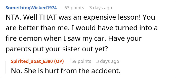 &ldquo;Am I A Jerk For Making My Parents Choose Between My Sister Going To Jail Or Replacing My Car With Their Vacation Money&rdquo;