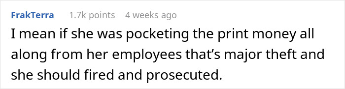 "I Have To Pay To Print Personal Stuff At Work? So Do You, Boss": Employee Gets The Perfect Petty Revenge On Their Manager