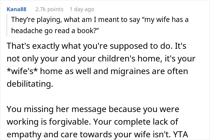 Dad Thinks Kids Are Allowed To Be Noisy At Home Even When Pregnant Wife Has A Headache, Doesn't Understand Why She's Mad