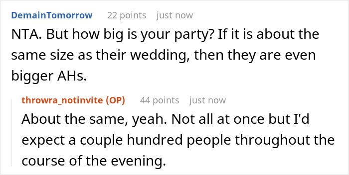 "AITA For Not Inviting Them To My Christmas Party After They Didn’t Invite Me To Their Wedding?" "AITA For Not Inviting Them To My Christmas Party After They Didn’t Invite Me To Their Wedding?"