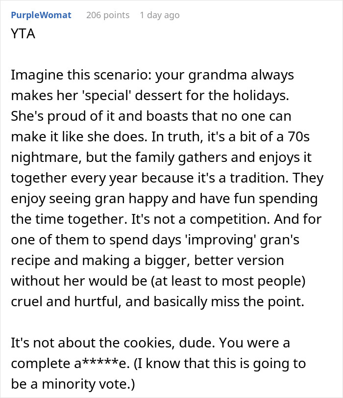 Wife Challenges Her Husband To Give Her Cookie-Baking Tradition A Try, He Ends Up Upstaging Her, Family Drama Ensues Wife Challenges Her Husband To Give Her Cookie-Baking Tradition A Try, He Ends Up Upstaging Her, Family Drama Ensues