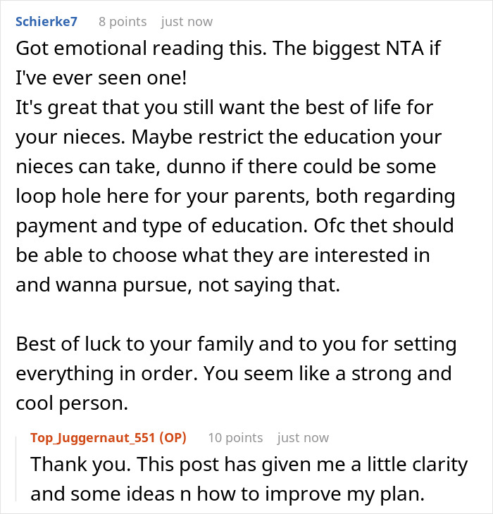 Woman Refuses To Simply Give Money To Her Parents Who Are Raising Her Nieces As They Are Ultra-Religious, But Leaves Them Inheritance With A Condition