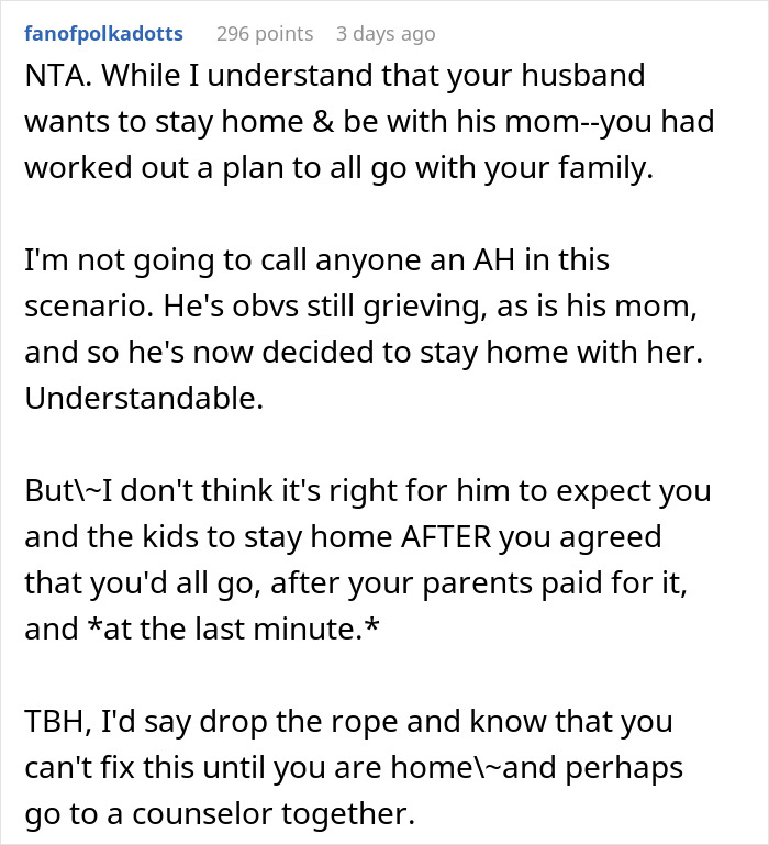 Wife Leaves To Hawaii Without Her Husband Who Wanted To Stay With His Widow Mom, Asks If She's A Jerk Wife Leaves To Hawaii Without Her Husband Who Wanted To Stay With His Widow Mom, Asks If She's A Jerk