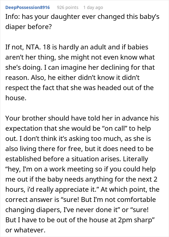 &ldquo;Am I A Jerk For Telling My Brother Off When He Berated My Daughter For Not Changing Her Cousin&rsquo;s Diaper?&rdquo;