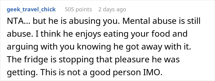 "Am I The Jerk For Buying A Separate Fridge For Our Garage And Putting A Lock On It To Keep My Husband Out?"