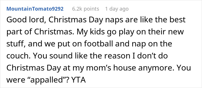 People Online Call This Woman The Jerk For Critiquing Her Husband Who Decided To Take A Nap On Christmas Day