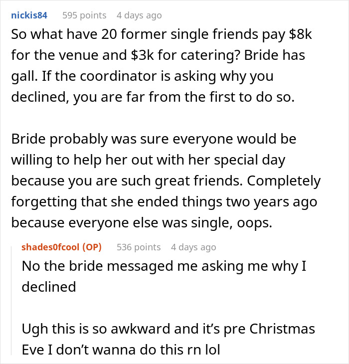 &ldquo;Bride Invites Me To Wedding And Expects Me To Pay For Venue&rdquo;: Woman Shares How She Got A Wedding Invitation That Came With A $550 Fee