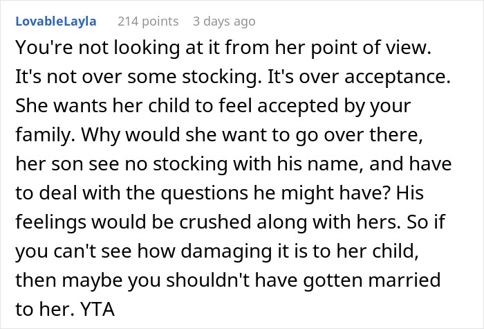 &ldquo;My Wife Refused To Drop It&rdquo;: Man&rsquo;s Family Refuses To Hang A Custom Christmas Stocking With Step-Grandchild&rsquo;s Name, So His Wife Refuses To Join Their Celebrations
