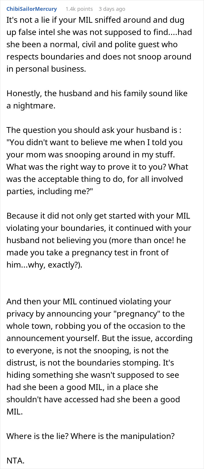 Woman Tells The Whole Family Her DIL Is Pregnant After Finding Her Positive Pregnancy Test, Is 'Heartbroken' After Discovering It Was A Trap To Expose Her Snooping Woman Tells The Whole Family Her DIL Is Pregnant After Finding Her Positive Pregnancy Test, Is 'Heartbroken' After Discovering It Was A Trap To Expose Her Snooping