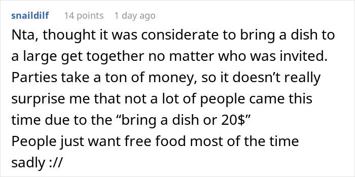 Money&rsquo;s Tight, So This Guy Skips Throwing $600 On Cooking For 27 People And Potlucks It, Some Guests Get Offended