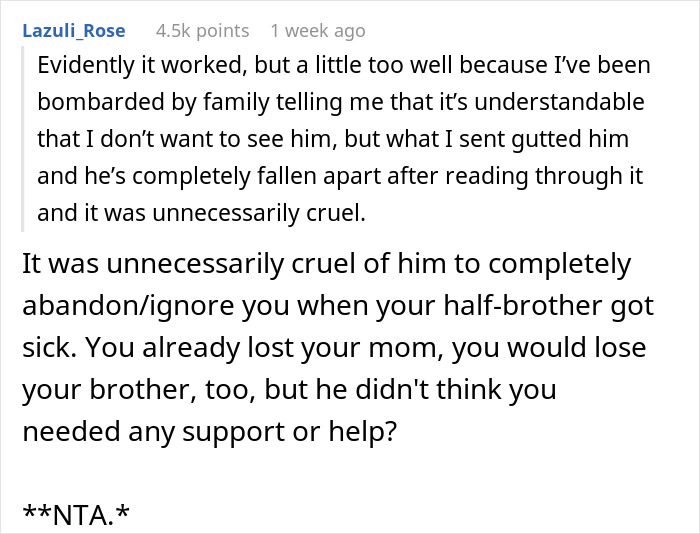 Father Forgot About His Daughter's Existence After Her Half-Brother Got Cancer, More Than A Decade Later Tries To Reconnect With Her, But She Shuts Him Down Father Forgot About His Daughter's Existence After Her Half-Brother Got Cancer, More Than A Decade Later Tries To Reconnect With Her, But She Shuts Him Down