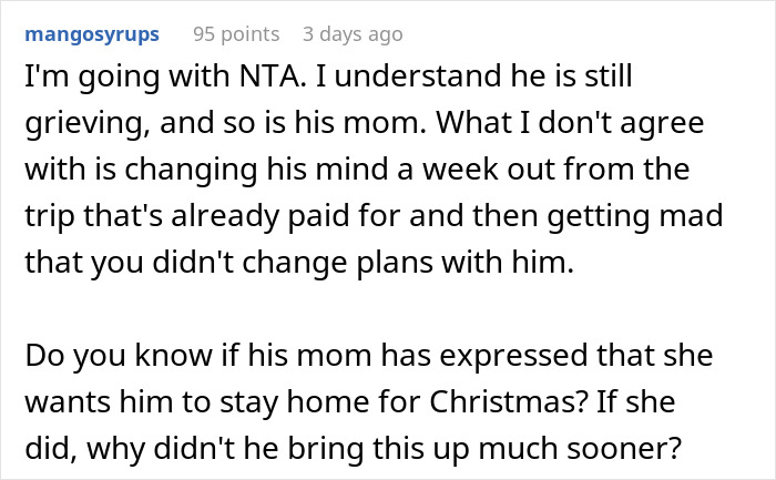 Wife Leaves To Hawaii Without Her Husband Who Wanted To Stay With His Widow Mom, Asks If She's A Jerk Wife Leaves To Hawaii Without Her Husband Who Wanted To Stay With His Widow Mom, Asks If She's A Jerk