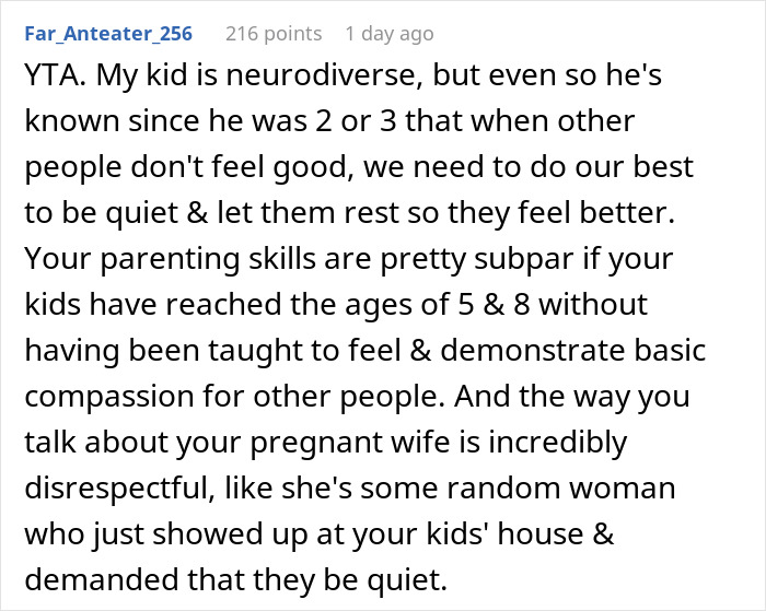 Dad Thinks Kids Are Allowed To Be Noisy At Home Even When Pregnant Wife Has A Headache, Doesn't Understand Why She's Mad
