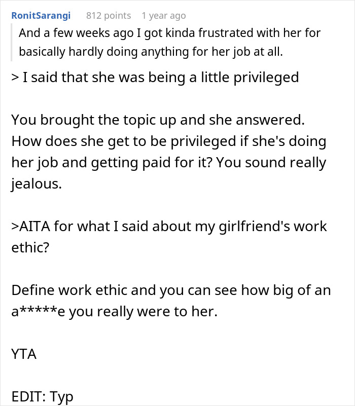 The Internet Lets This Guy Know That He Is Wrong For Being Annoyed At His Girlfriend Because She Doesn&rsquo;t Need To Work As Hard As Him To Earn More