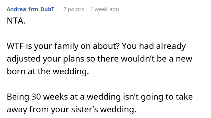 "Am I A Jerk For Being 30 Weeks Pregnant At My Sister's Wedding?"