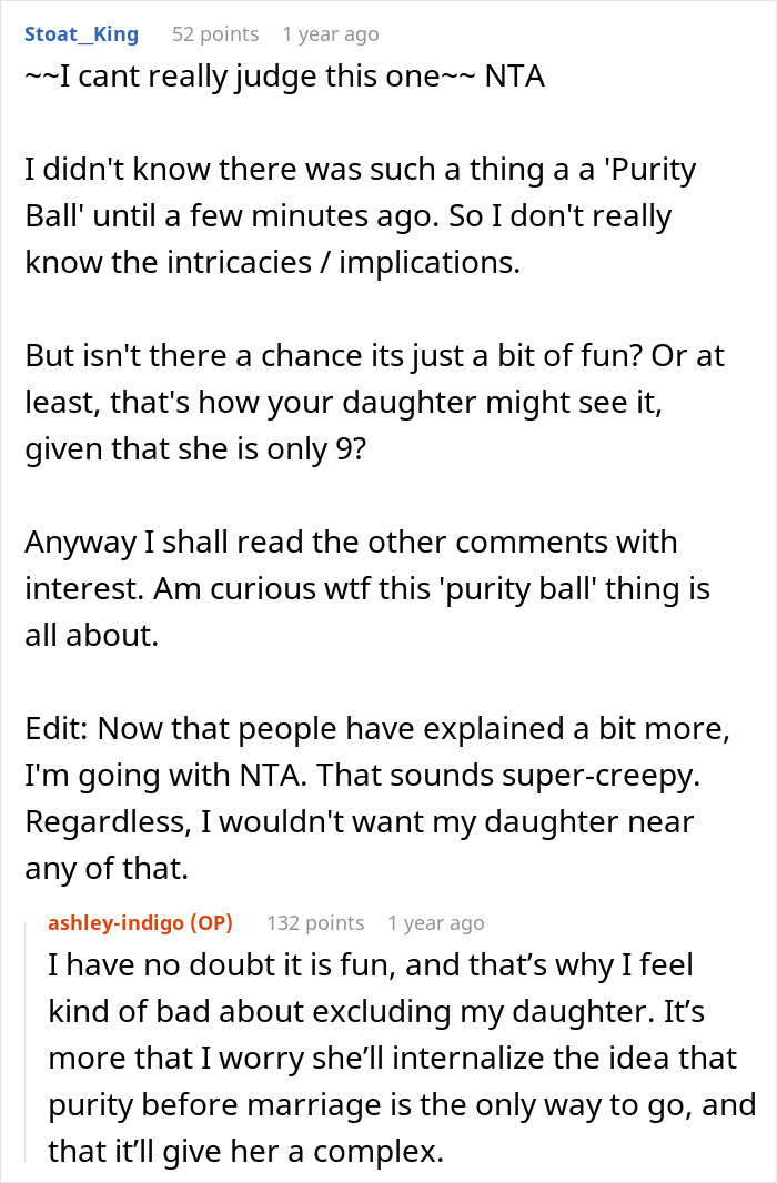 Woman Prohibits MIL From Taking Her 9 Y.O. Daughter To Church &ldquo;Purity Ball,&rdquo; Gets Called A Jerk