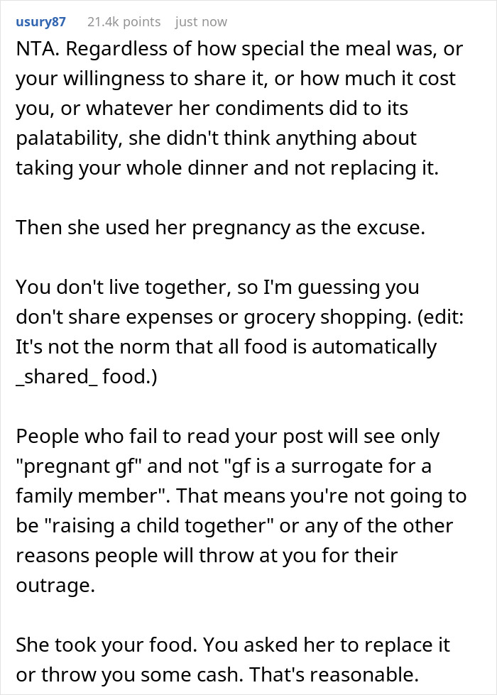 Man Is Fed Up With His Girlfriend’s Cravings While She Is Being A Surrogate For His Sister, Asks Her To Pay For His Meal She Ate