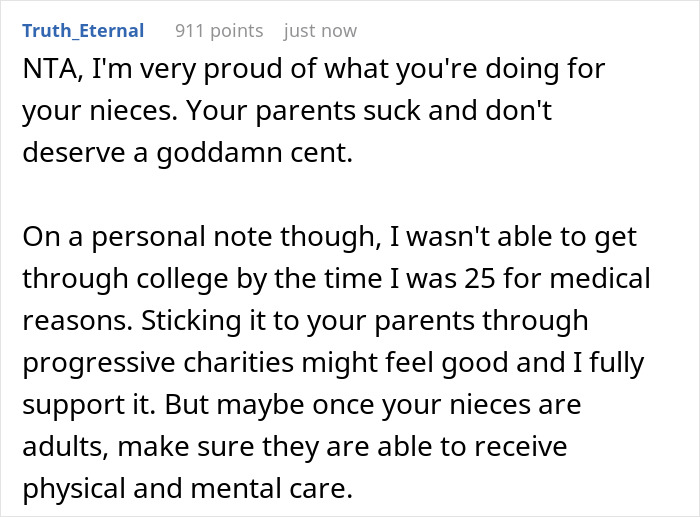 Woman Refuses To Simply Give Money To Her Parents Who Are Raising Her Nieces As They Are Ultra-Religious, But Leaves Them Inheritance With A Condition