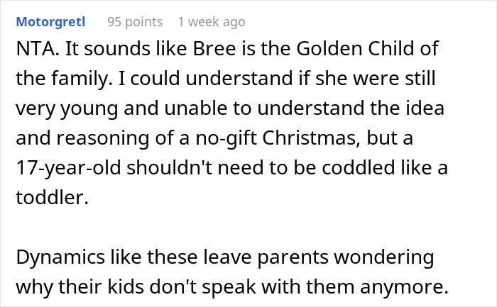 19 Y.O. Discovers Parents Got Gifts For His Sibling Despite Agreeing Not To Get Gifts For Anyone, Says He Won&rsquo;t Come Home For Christmas