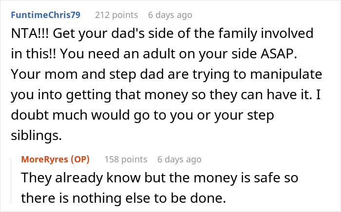 Parents Furious Their 16 Y.O. Straight Up Refuses To Divide Up His Late Aunt’s Inheritance With 4 Other Siblings Parents Furious Their 16 Y.O. Straight Up Refuses To Divide Up His Late Aunt’s Inheritance With 4 Other Siblings