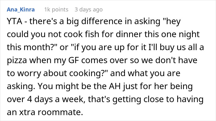 Roommate Upset After This Guy Told Him To Not Cook Certain Meals When His Pregnant Girlfriend Comes Over