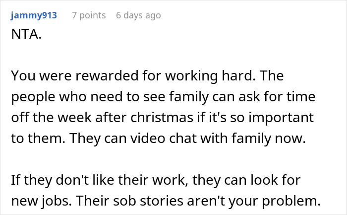 Person Asks If They're A Jerk For Not Giving Up Christmas Vacation So Coworkers With Families Can Have It Person Asks If They're A Jerk For Not Giving Up Christmas Vacation So Coworkers With Families Can Have It