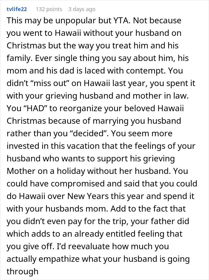 Wife Leaves To Hawaii Without Her Husband Who Wanted To Stay With His Widow Mom, Asks If She's A Jerk Wife Leaves To Hawaii Without Her Husband Who Wanted To Stay With His Widow Mom, Asks If She's A Jerk