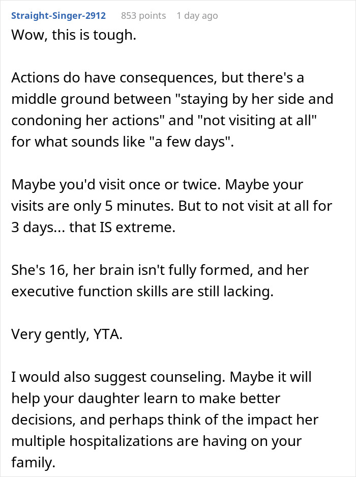 Mom Leaves Teen Daughter Alone In The Hospital On Christmas, Hoping It Will Teach Her A Lesson, Wonders If She Went Too Far