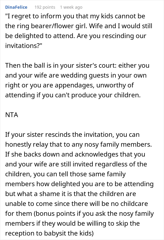 “Am I A Jerk For Not Going To My Sister’s ‘Childfree Wedding'?” “Am I A Jerk For Not Going To My Sister’s ‘Childfree Wedding'?”