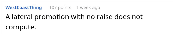 High-Performing Employee Gets Offered A "Lateral Promotion", Learns It Comes With Just A $1 Raise