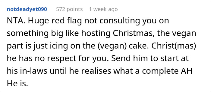 Vegan Woman Wonders "Am I A Jerk For Refusing To Host My In-Laws For Christmas?"