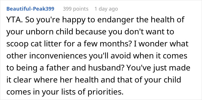 Guy Wonders If He's A Jerk For Refusing To Clean The Litter Box While His Wife Is Pregnant, The Internet Doesn't Hold Back