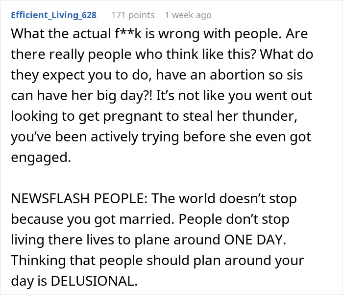 "Am I A Jerk For Being 30 Weeks Pregnant At My Sister's Wedding?"