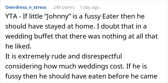 Parent Took Online Wondering Whether They’re Indeed A Jerk For Letting Their 22-Year-Old Bring Fast Food To A Wedding Parent Took Online Wondering Whether They’re Indeed A Jerk For Letting Their 22-Year-Old Bring Fast Food To A Wedding