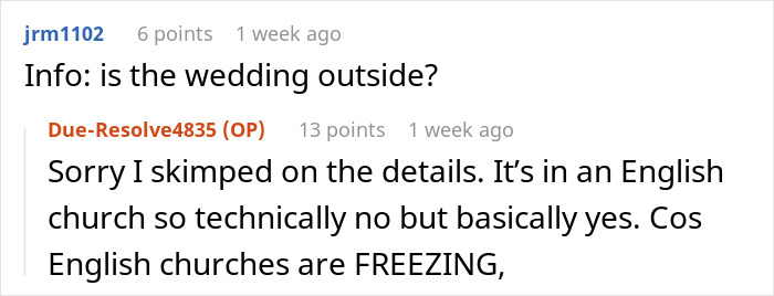 "We Are Absolutely NOT Allowed To Wear Coats”: Bridesmaid Stresses About Her Health After Bride Bans Coats From Her Winter Wedding "We Are Absolutely NOT Allowed To Wear Coats”: Bridesmaid Stresses About Her Health After Bride Bans Coats From Her Winter Wedding